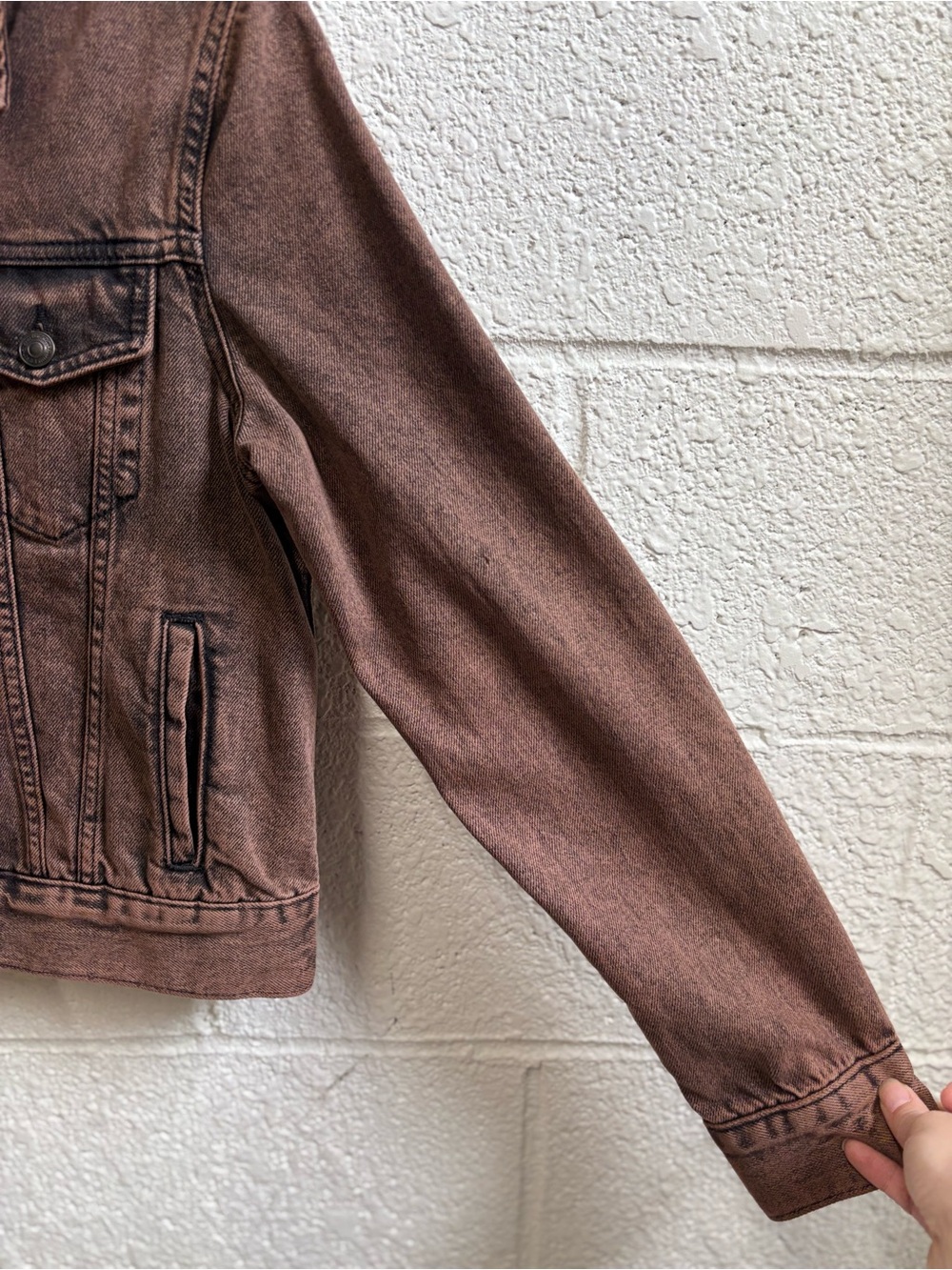 All Saints Hay Denim Jacket in Acid Brown - Picture 5 of 9